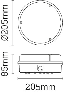 JCC Lighting JC23422EMWOP RadiaLED Utility Mains IP65 Ø283mm Bulkhead 21W 4000K 1350lm LED Microwave Dim EM