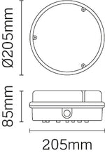 JCC Lighting JC23422EMWOP RadiaLED Utility Mains IP65 Ø283mm Bulkhead 21W 4000K 1350lm LED Microwave Dim EM