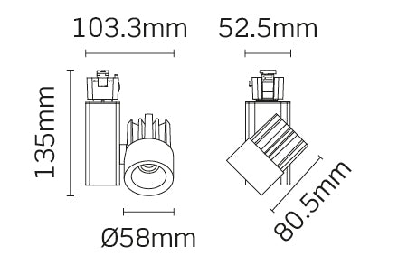 JCC Lighting JC14154WH Starspot 1000 Mains IP20 Track Spotlight LED 15W 3000K 900lm 40° White