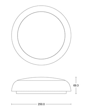 JCC Lighting JC070250 RadiaLED Rapid Pro Slim 8/12W IP65 3000/4000/5700K 250­Ø WH rim     