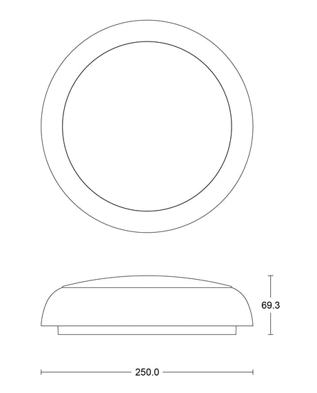 JCC Lighting JC070250 RadiaLED Rapid Pro Slim 8/12W IP65 3000/4000/5700K 250­Ø WH rim     