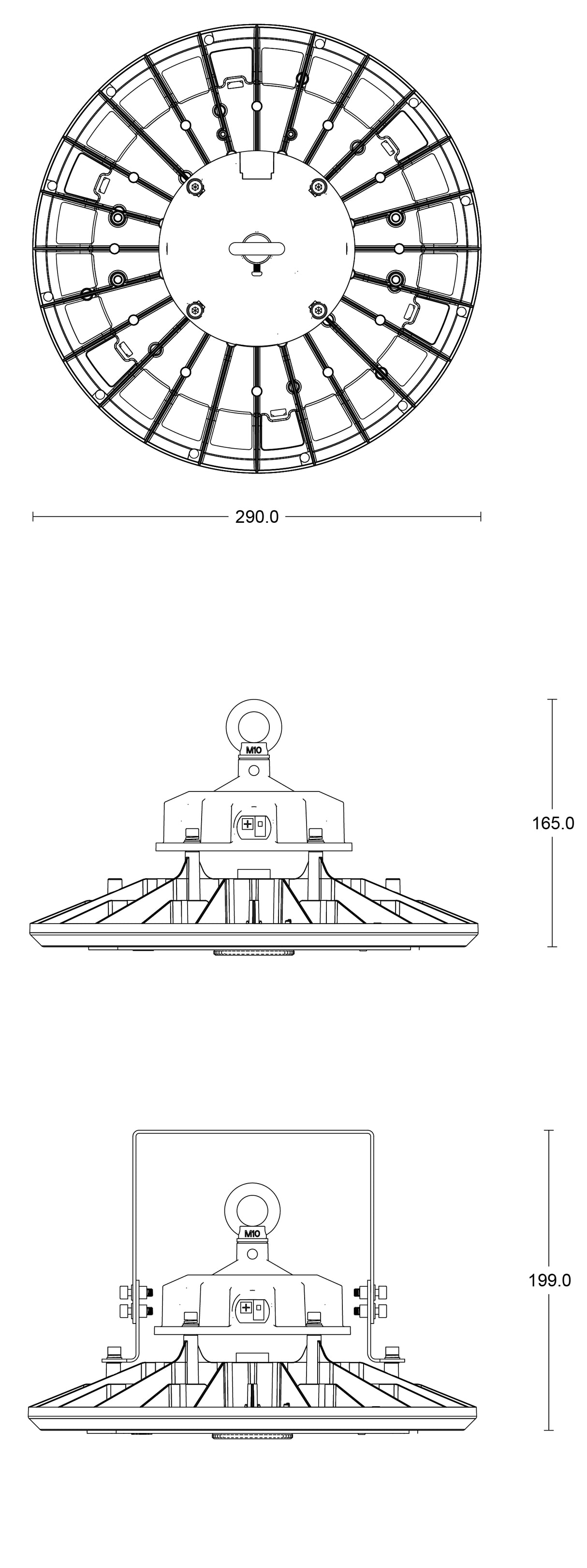 JCC Lighting JC040410 Toughbay Pro High Output 200W (150W & 100W) 4000K IP65 1-10V 120 Degree