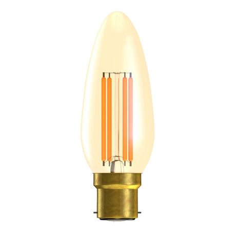 British Electric Lamps Limited - FL-CP-LCND3.3BCGUWW BEL - British Electric Lamps Limited 60807 LED Vintage Candle 3.3W (35W eqv.) BC Gold 2200K BEL EAN - 5013588608075