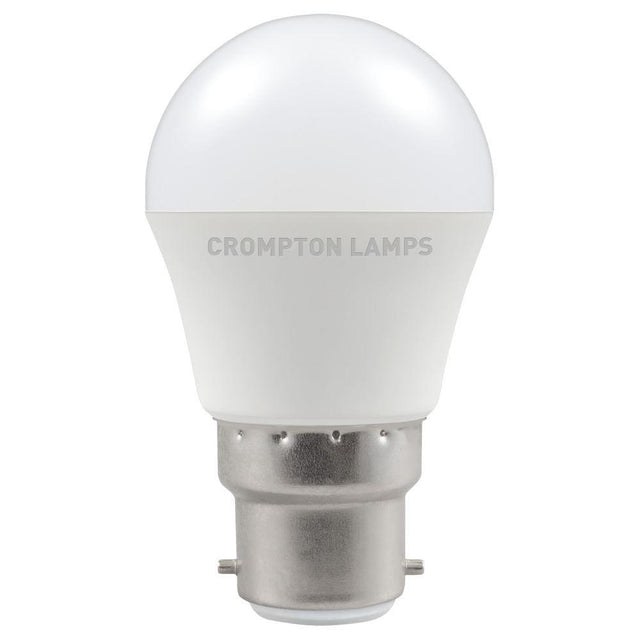 Crompton Lamps - FL-CP-LRND45BCO/5.5VWW CROM - Crompton Lamps Crompton LED 45mm Rounds Part Number 11496 Crompton LED 45mm Round Thermal Plastic 5.5W BC 2700K Very Warm White Opal