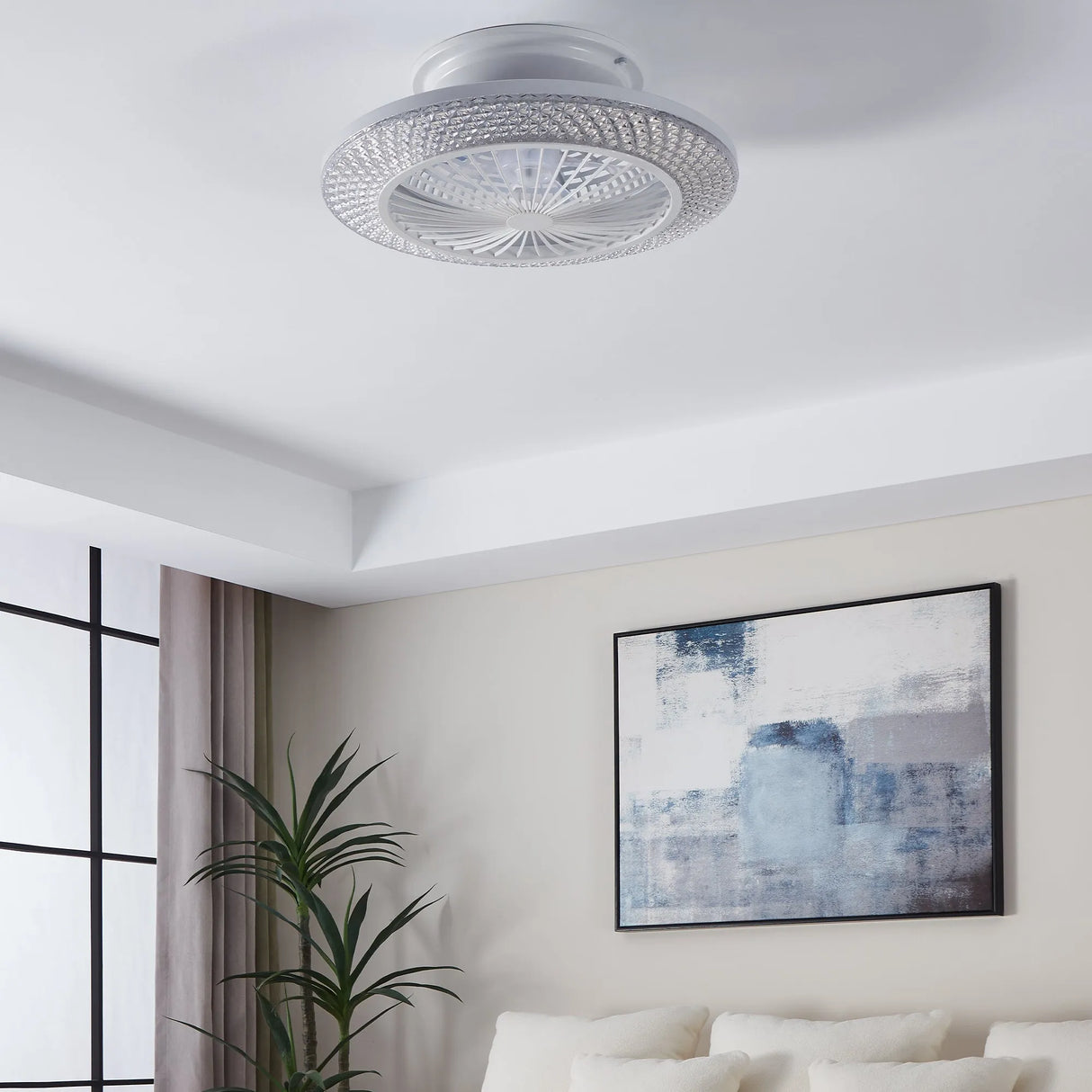 EGLO - 35145 - Eglo Malinska White Crystal Effect Ceiling Fan with Integrated LED MALINSKA part number - 35145