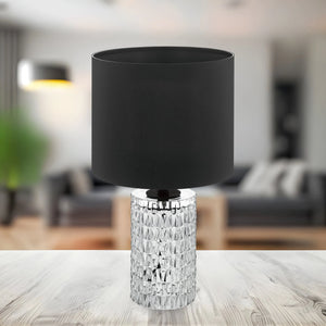 EGLO - 39979 - Eglo Sapuara Clear Crystal Glass & Black Fabric Modern Table Lamp SAPUARA part number - 39979