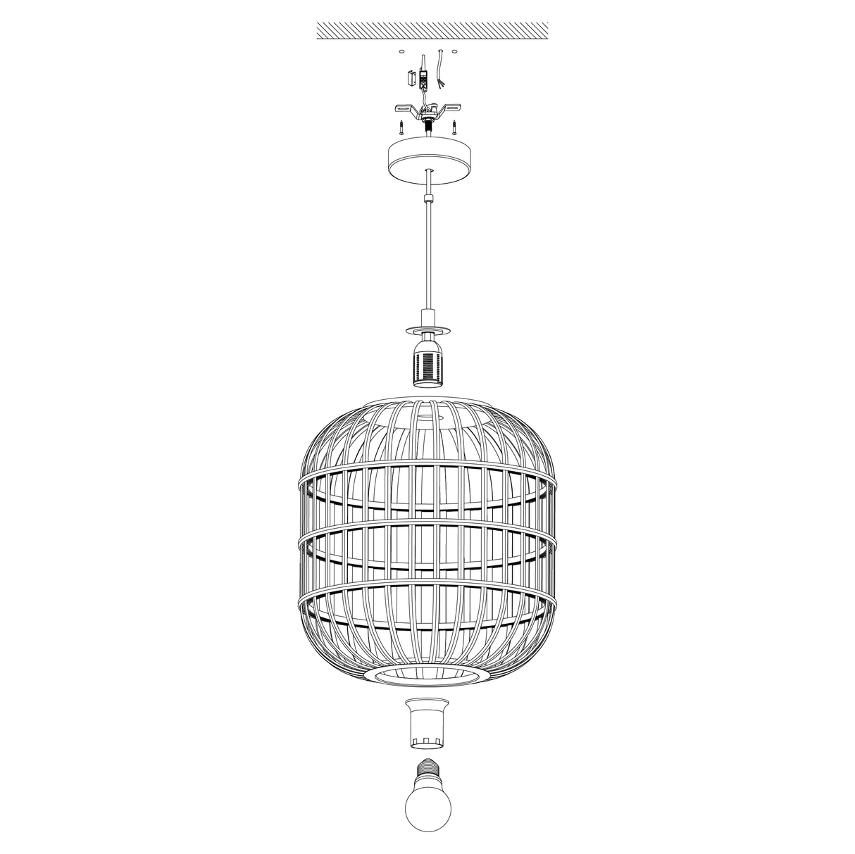 EGLO - 43216 - EGLO Lighting Indoor Pendant Light Fitting BORDESLEY - 43216 1X28W Warranty = 2 years