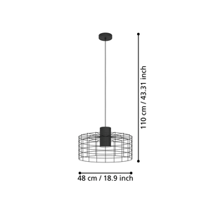 EGLO - 43628 - EGLO Lighting Indoor Pendant Light Fitting MILLIGAN - 43628 1X40W Warranty = 2 years