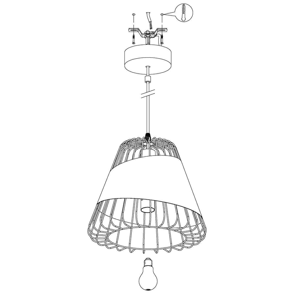 EGLO - 49446 - EGLO Lighting Indoor Pendant Light Fitting AUSTELL - 49446 1X60W Warranty = 2 years