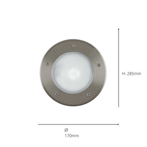 EGLO - 86189 - Eglo Riga 3 Stainless Steel Integrated LED Outdoor Recessed Ground Light, (D) 17cm RIGA 3 part number - 86189