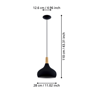 EGLO - 900162 - EGLO Lighting Indoor Pendant Light Fitting SABINAR - 900162 1X40W Warranty = 2 years