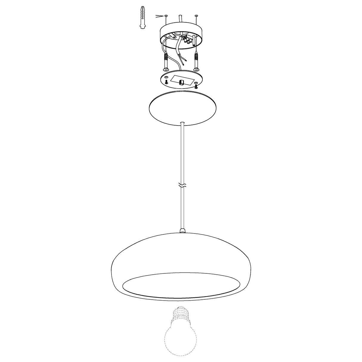 EGLO - 94606 - EGLO Lighting Indoor Pendant Light Fitting MOGANO 1 - 94606 1X60W Warranty = 2 years