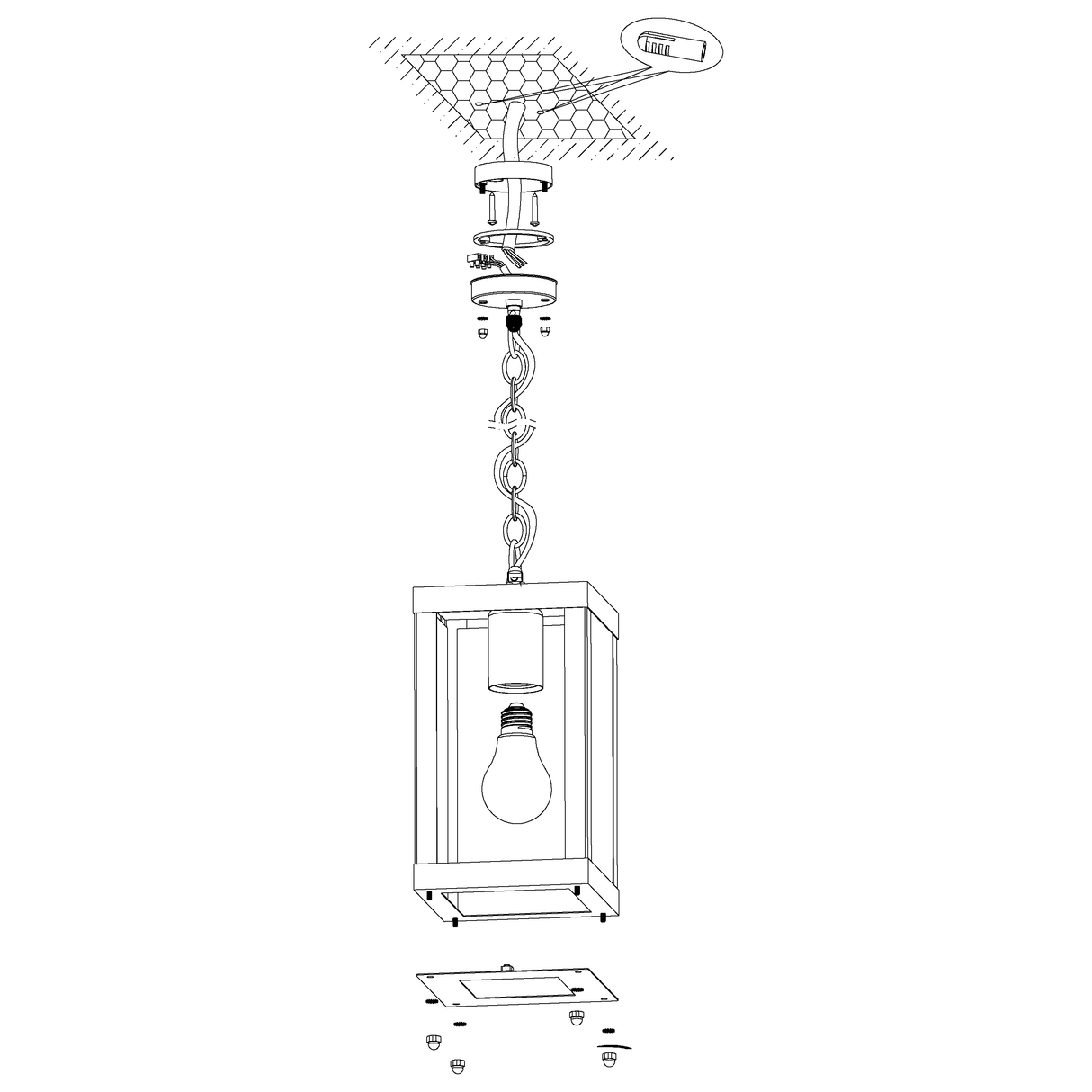 EGLO - 94788 - EGLO Lighting Outdoor Pendant Light Fitting ALAMONTE 1 - 94788 1X60W Warranty = 2 years