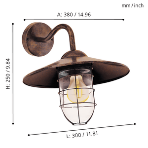 EGLO - 94863 - EGLO Lighting Outdoor Wall Light Fitting MELGOA - 94863 1X60W Warranty = 2 years