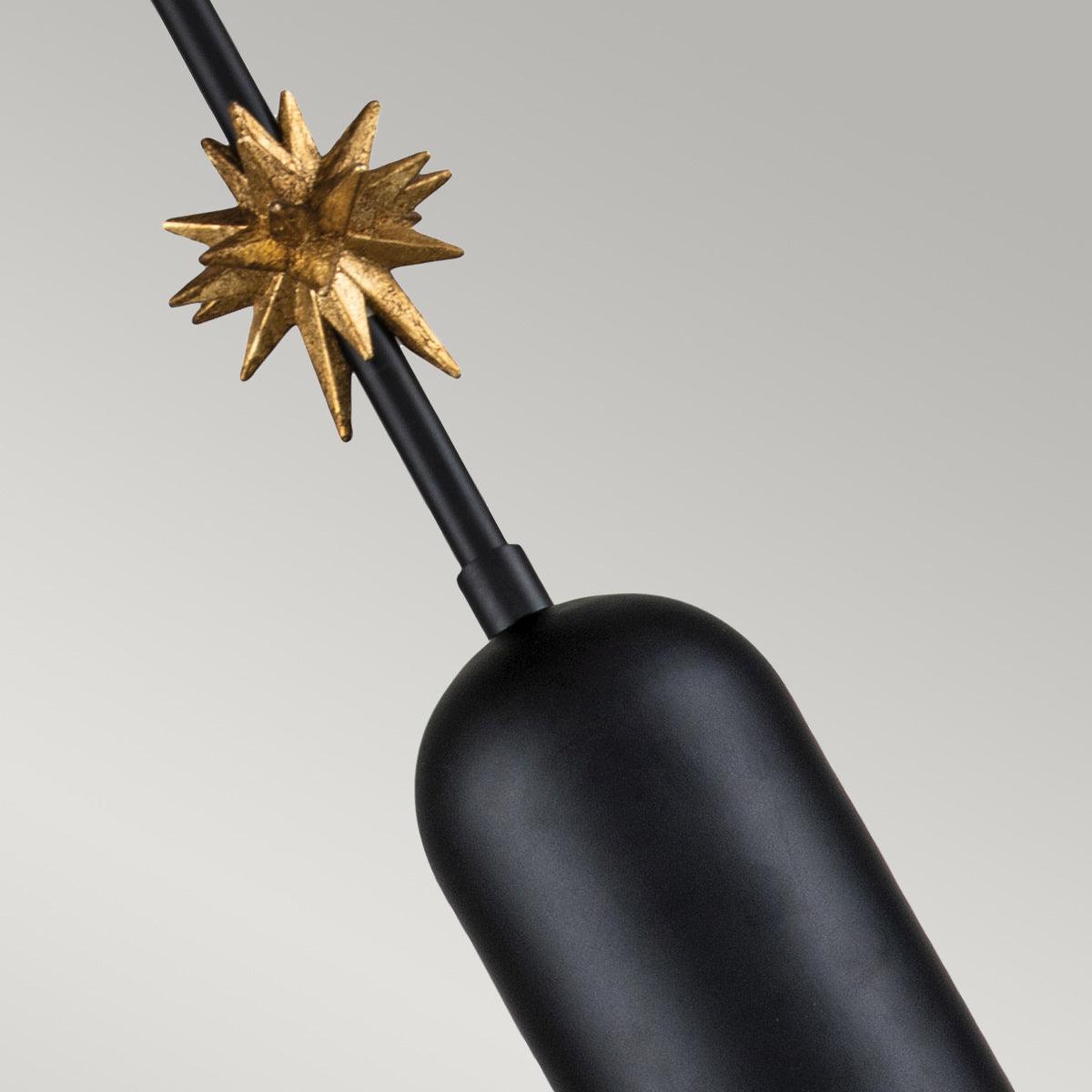 Elstead Lighting - ETOILE-P-M-MB - Elstead Lighting Pendant from the Etoile range. Etoile 1lt Medium Pendant - Matte Black and Gold Leaf Product Code = ETOILE-P-M-MB