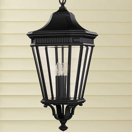 Elstead Lighting - FE-COTSLN8-L-BK - Feiss Outdoor Hanging from the Cotswold Lane range. Cotswold Lane 3 Light Large Chain Lantern Product Code = FE-COTSLN8-L-BK