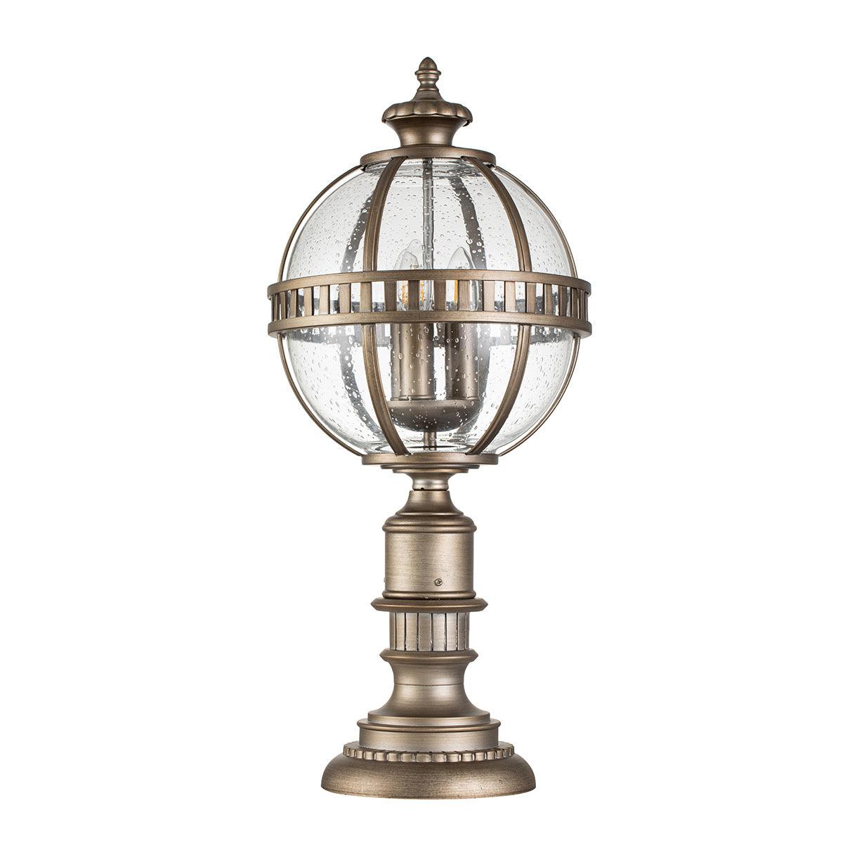 Elstead Lighting - KL-HALLERON-3M-BU - Kichler Pedestal Lantern from the Halleron range. Halleron 3 Light Pedestal Lantern Product Code = KL-HALLERON-3M-BU