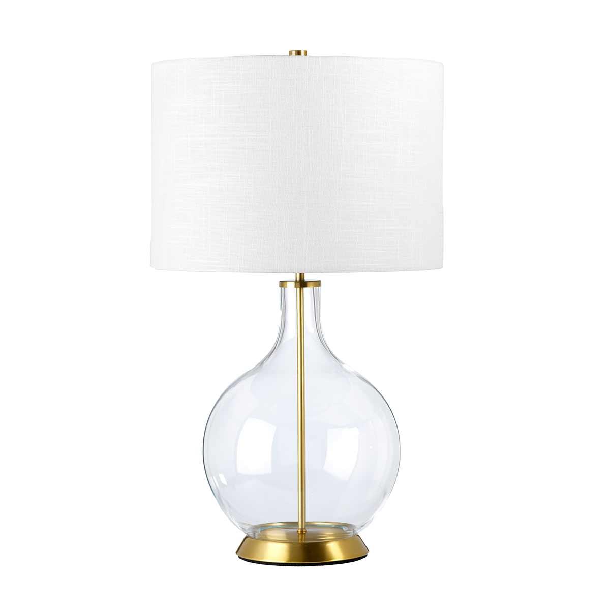 Elstead Lighting - ORB-CLEAR-AB-WHT - Elstead Lighting Table Lamp from the Orb range. Orb 1 Light Table Lamp (Complete with White Shade) Product Code = ORB-CLEAR-AB-WHT