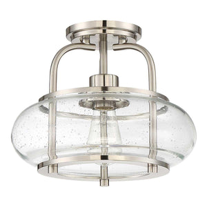 Elstead Lighting - QZ-TRILOGY-SFS-BN - Quoizel Ceiling Semi-Flush from the Trilogy range. Trilogy 1 Light Semi-Flush Product Code = QZ-TRILOGY-SFS-BN