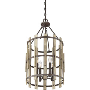 Elstead Lighting - QZ-WOOD-HOLLOW-4P - Quoizel Pendant from the Wood Hollow range. Wood Hollow 4 Light Chandelier Product Code = QZ-WOOD-HOLLOW-4P