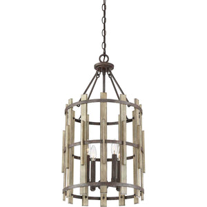 Elstead Lighting - QZ-WOOD-HOLLOW-4P - Quoizel Pendant from the Wood Hollow range. Wood Hollow 4 Light Chandelier Product Code = QZ-WOOD-HOLLOW-4P