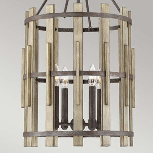 Elstead Lighting - QZ-WOOD-HOLLOW-4P - Quoizel Pendant from the Wood Hollow range. Wood Hollow 4 Light Chandelier Product Code = QZ-WOOD-HOLLOW-4P