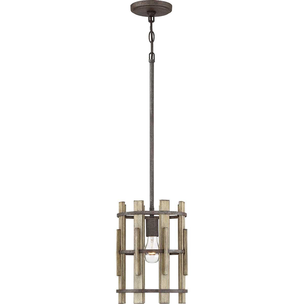 Elstead Lighting - QZ-WOOD-HOLLOW-MP - Quoizel Pendant from the Wood Hollow range. Wood Hollow Mini Pendant Product Code = QZ-WOOD-HOLLOW-MP