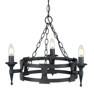 Elstead Lighting - SAX3-BLK - Elstead Lighting Chandelier from the Saxon range. Saxon 3 Light Chandelier Product Code = SAX3-BLK