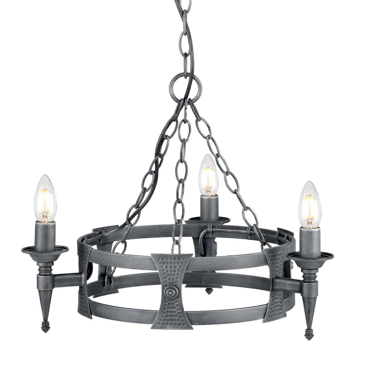 Elstead Lighting - SAX3-BLK-SIL - Elstead Lighting Chandelier from the Saxon range. Saxon 3 Light Chandelier Product Code = SAX3-BLK-SIL