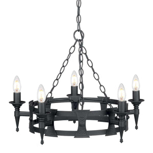 Elstead Lighting - SAX5-BLK - Elstead Lighting Chandelier from the Saxon range. Saxon 5 Light Chandelier Product Code = SAX5-BLK