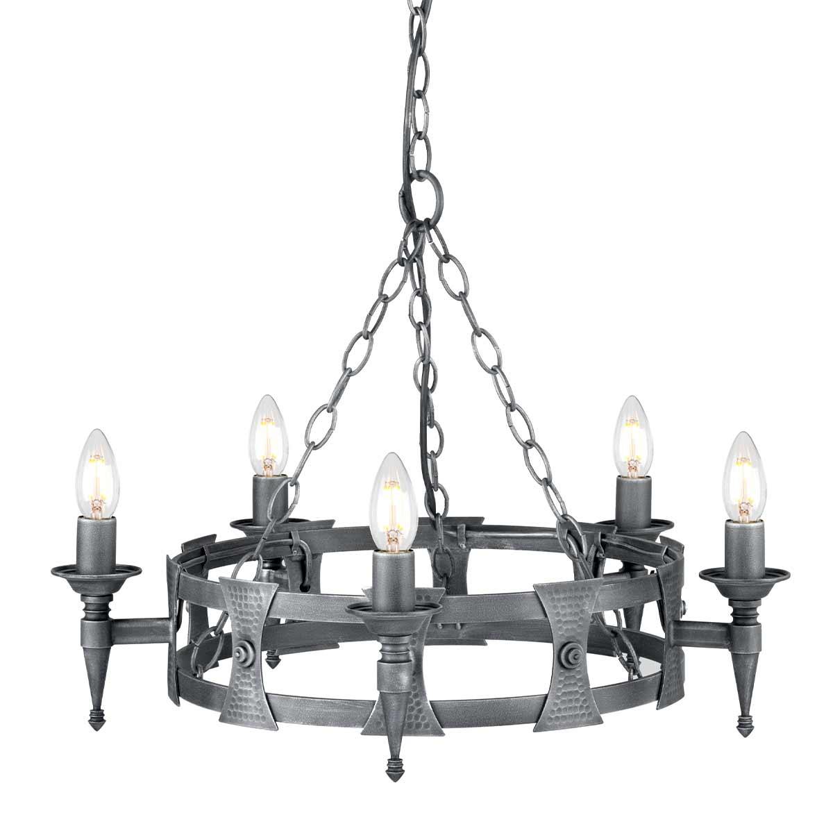 Elstead Lighting - SAX5-BLK-SIL - Elstead Lighting Chandelier from the Saxon range. Saxon 5 Light Chandelier Product Code = SAX5-BLK-SIL