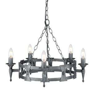 Elstead Lighting - SAX5-BLK-SIL - Elstead Lighting Chandelier from the Saxon range. Saxon 5 Light Chandelier Product Code = SAX5-BLK-SIL