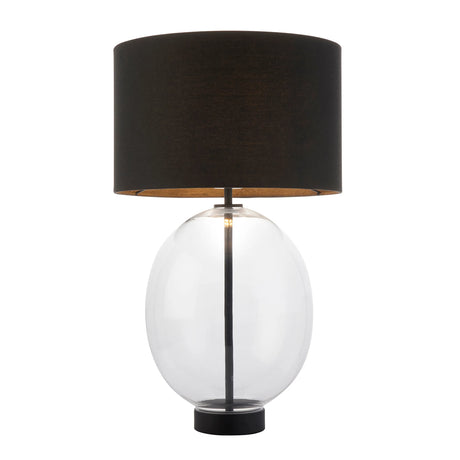 Endon Lighting - 100446 - Endon Lighting 100446 Kelda Oval 1lt Table Indoor light fitting Clear glass & matt black paint with black cotton fabric