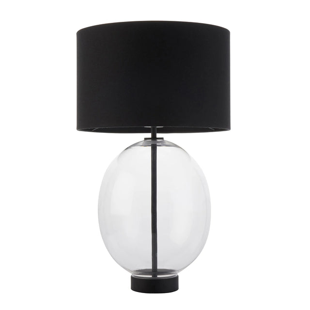 Endon Lighting - 100446 - Endon Lighting 100446 Kelda Oval 1lt Table Indoor light fitting Clear glass & matt black paint with black cotton fabric