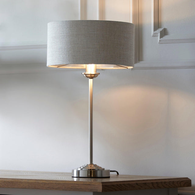 Endon Lighting - 100646 - Endon Lighting 100646 Highclere Indoor Table Lamps Brushed chrome plate & natural linen Non-dimmable