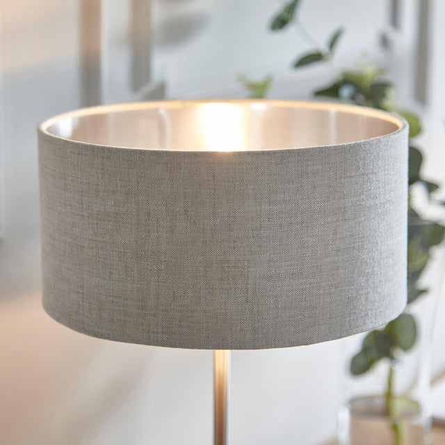 Endon Lighting - 100646 - Endon Lighting 100646 Highclere Indoor Table Lamps Brushed chrome plate & natural linen Non-dimmable