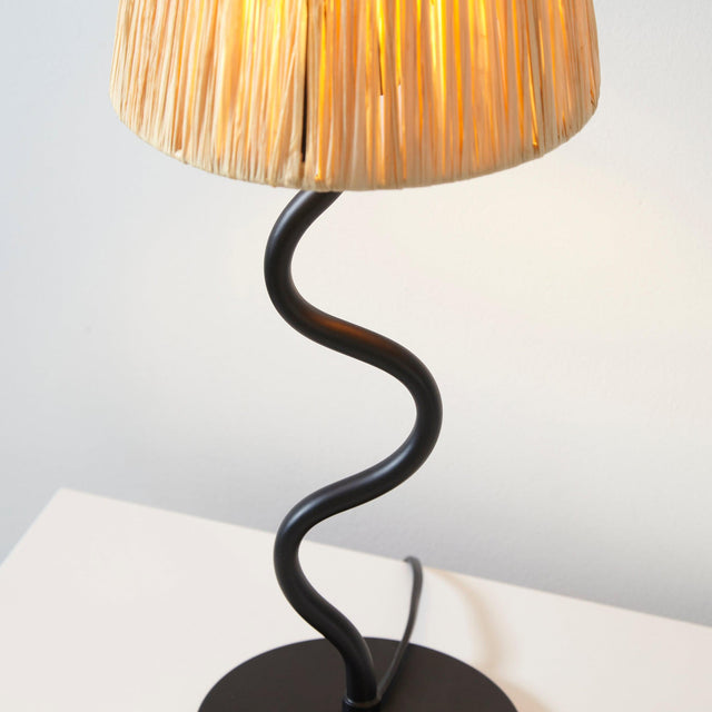 Endon Lighting - 100958 - Endon Lighting 100958 Wriggle Indoor Table Lamps Matt black & natural raffia Non-dimmable