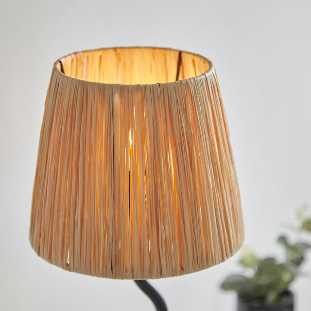 Endon Lighting - 100958 - Endon Lighting 100958 Wriggle Indoor Table Lamps Matt black & natural raffia Non-dimmable