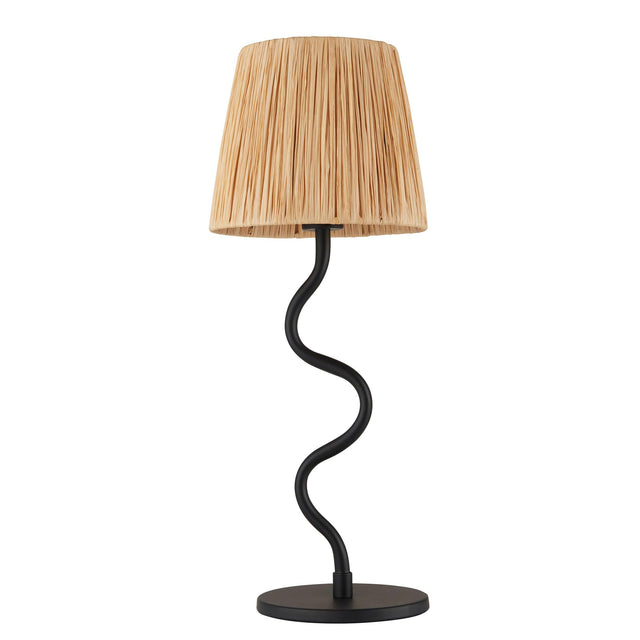 Endon Lighting - 100958 - Endon Lighting 100958 Wriggle Indoor Table Lamps Matt black & natural raffia Non-dimmable