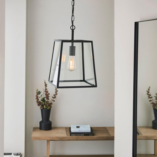 Endon Lighting - 101541 - Endon Lighting 101541 Hurst Indoor Pendant Light Matt black & clear glass Dimmable