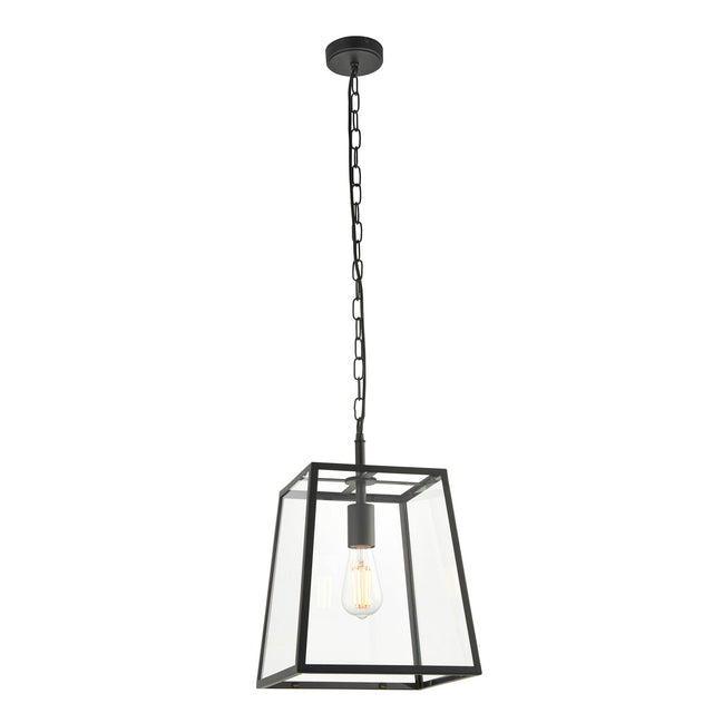 Endon Lighting - 101541 - Endon Lighting 101541 Hurst Indoor Pendant Light Matt black & clear glass Dimmable