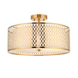 Endon Lighting - 101568 - Endon Lighting 101568 Cordero Indoor Flush Light Gold effect plate, white fabric & frosted glass Dimmable