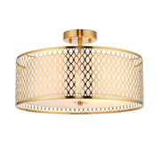 Endon Lighting - 101568 - Endon Lighting 101568 Cordero Indoor Flush Light Gold effect plate, white fabric & frosted glass Dimmable