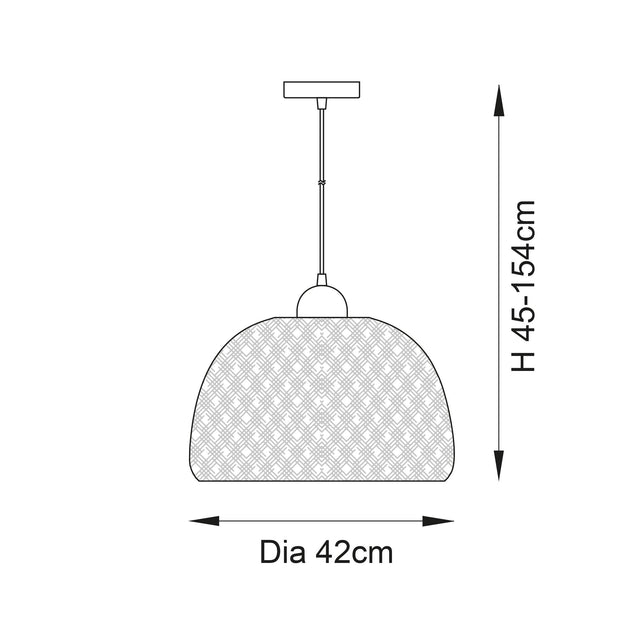 Endon Lighting - 101574 - Endon Lighting 101574 Bali Indoor Pendant Light Natural bamboo, white PC & matt black Dimmable