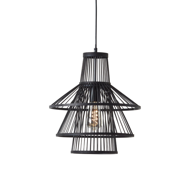 Endon Lighting - 101675 - Endon Lighting 101675 Minato Indoor Pendant Light Dark bamboo & matt black Dimmable