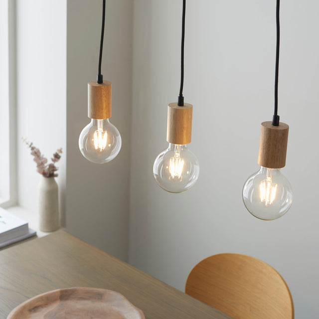 Endon Lighting - 101678 - Endon Lighting 101678 Sven Indoor Pendant Light Matt black & natural wood Dimmable