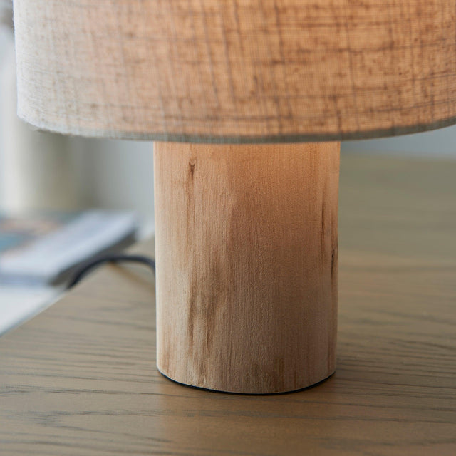 Endon Lighting - 101680 - Endon Lighting 101680 Durban Indoor Table Lamps Natural eucalyptus wood & natural linen Non-dimmable