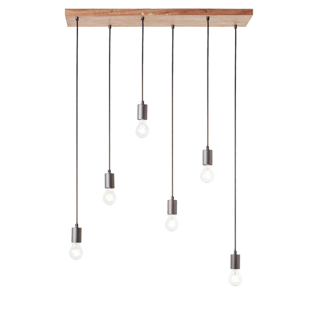 Endon Lighting - 101684 - Endon Lighting 101684 Stellan Indoor Pendant Light Oak stained plywood & anthracite finish Dimmable