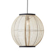 Endon Lighting - 101688 - Endon Lighting 101688 Zaire Indoor Pendant Light Natural linen, dark plywood & matt black Dimmable