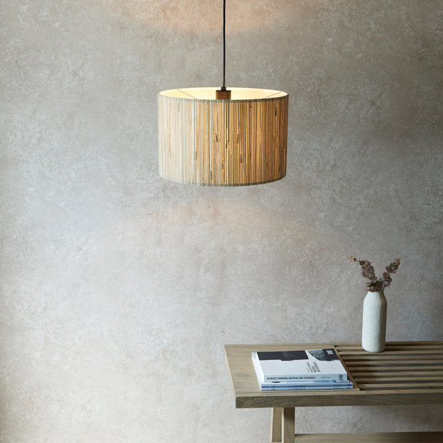 Endon Lighting - 101691 - Endon Lighting 101691 Longshore Indoor Pendant Light Natural seagrass & matt black Dimmable